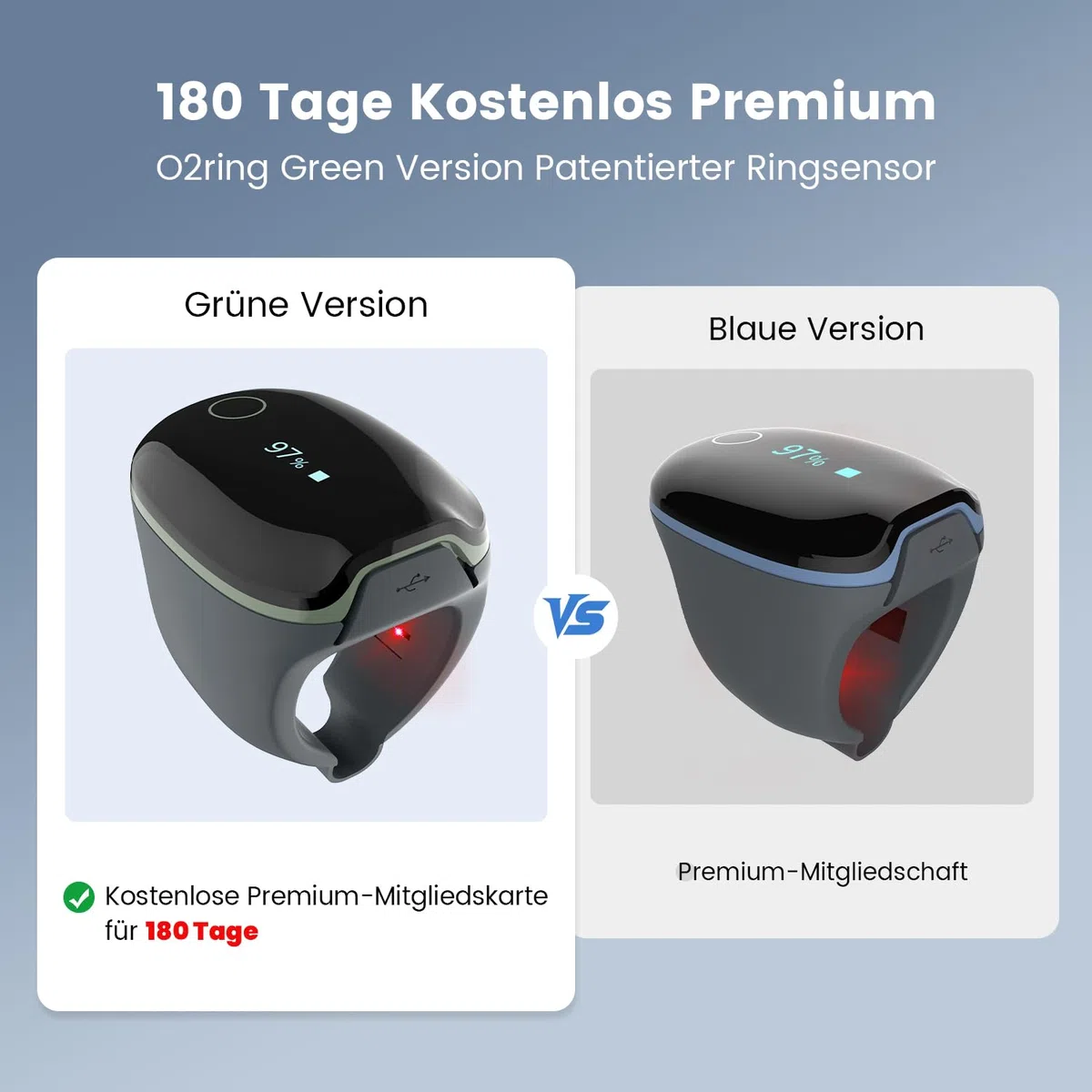 ViATOM O2ring Bluetooth Oximeter, Pulsoximeter Fingertip für kontinuierliche Überwachung nachts, Schlafoximeter zur Messung von SpO2 & Herzfrequenz (Erweiterte Funktionen)