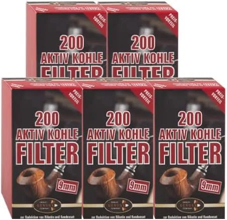 Pfeifenfilter Ermuri Aktivkohle 9 mm 5 Schachteln à 200 Filter
