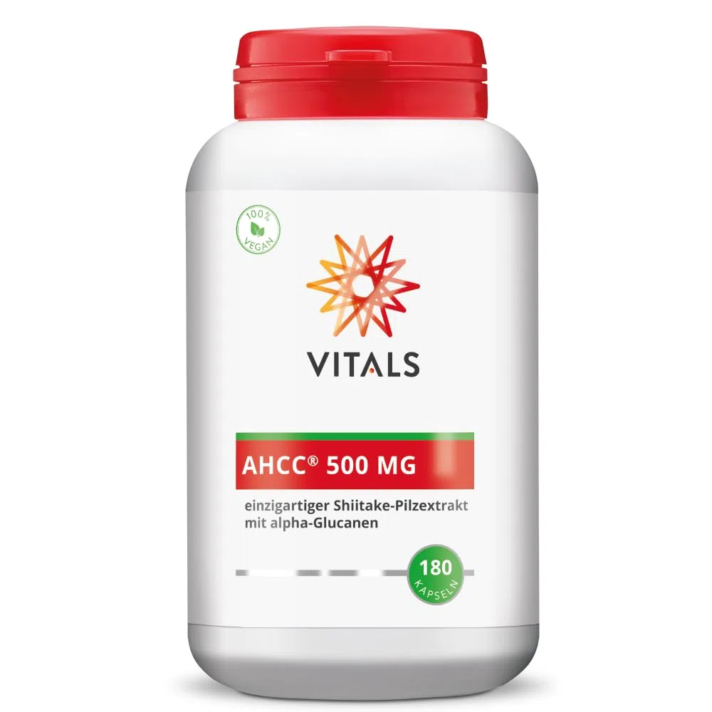 Vitals - AHCC 500 mg, 180 Kapseln, mit Alpha-Glucanen. 100% Vegan. Originalprodukt von den ursprünglichen Entdeckern