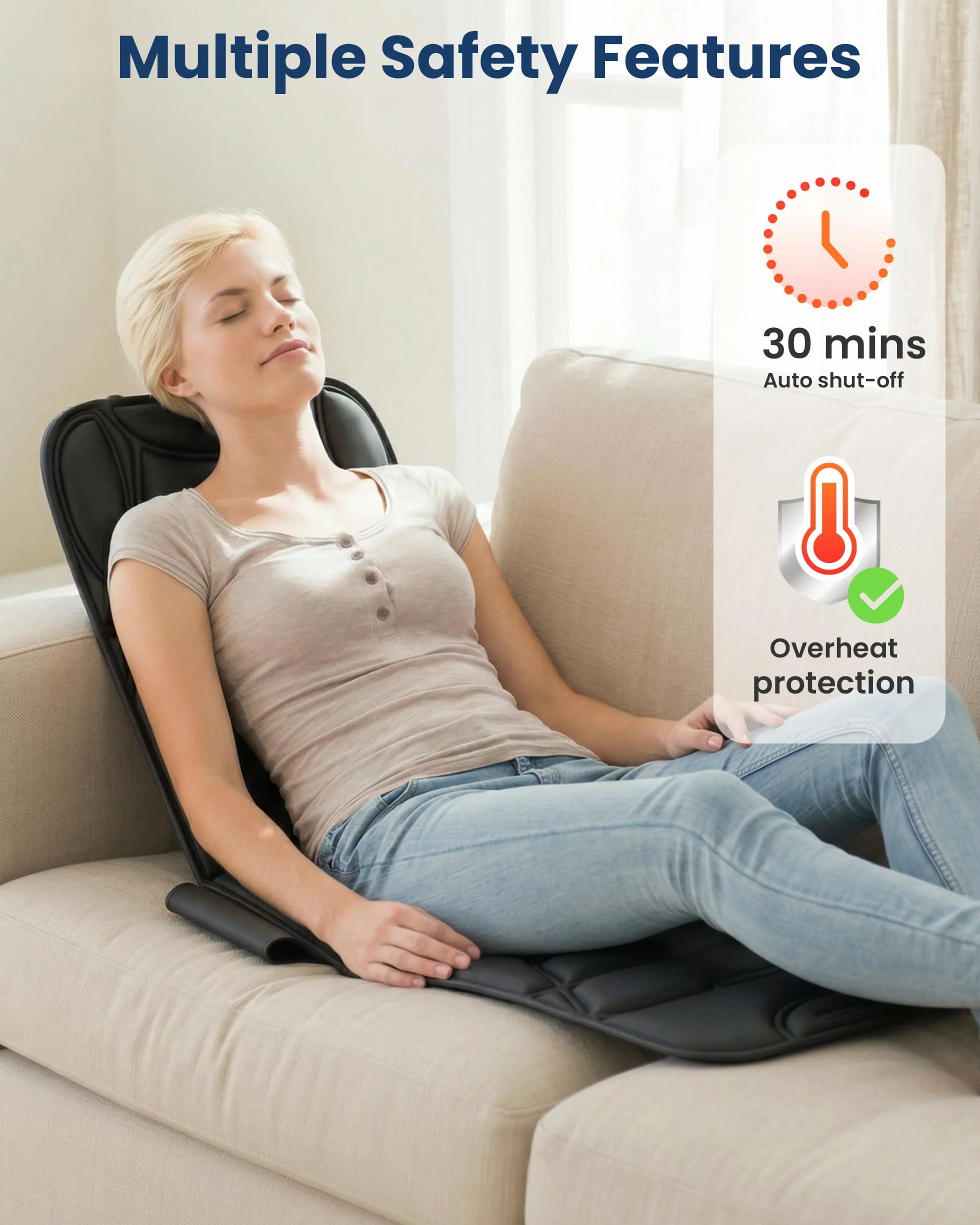 COMFIER Ganzkörper Massagematte mit Heizfunktion, Vibrations Massagesitzauflage mit 10 Vibrationsmotoren, 5 Massagemodi und Auto-Off-Funktion, Geschenk für Frauen