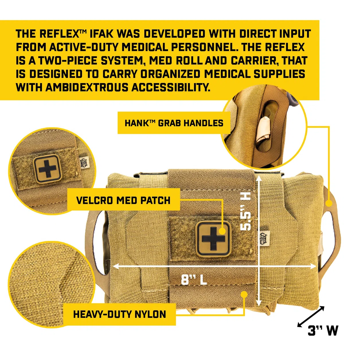 High Speed Gear – Reflex IFAK System, Polizeiausrüstung & Militärausrüstung, medizinische MOLLE-Tasche für Profis (Coyote Brown)