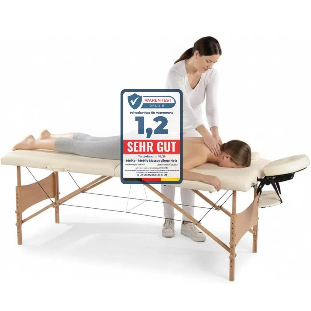 Melko Mobile Massageliege Massagetisch Beige Massagebank 2 Zonen Behandlungsliege Therapieliege Tattooliege