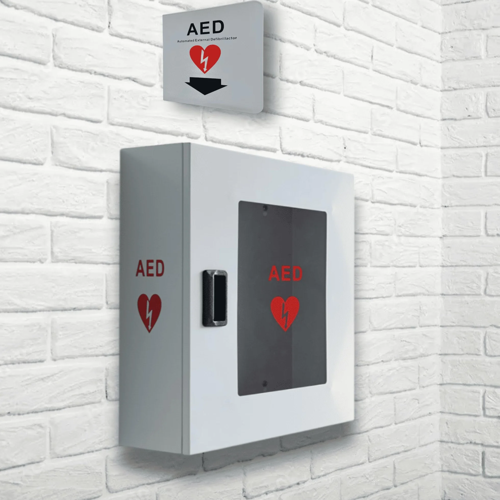 Universeller Defibrillator-Schrank ohne Alarm – Wandmontierter AED-Schrank – Für den Innen- oder Außeneinsatz – AED-Aufbewahrungsschrank – Erste Hilfe – Medizinischer Notfallkasten