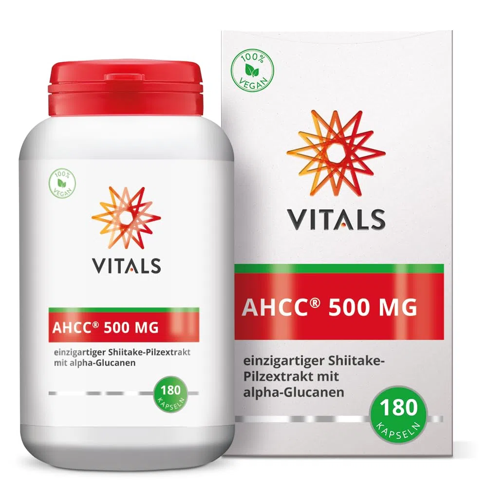 Vitals - AHCC 500 mg, 180 Kapseln, mit Alpha-Glucanen. 100% Vegan. Originalprodukt von den ursprünglichen Entdeckern