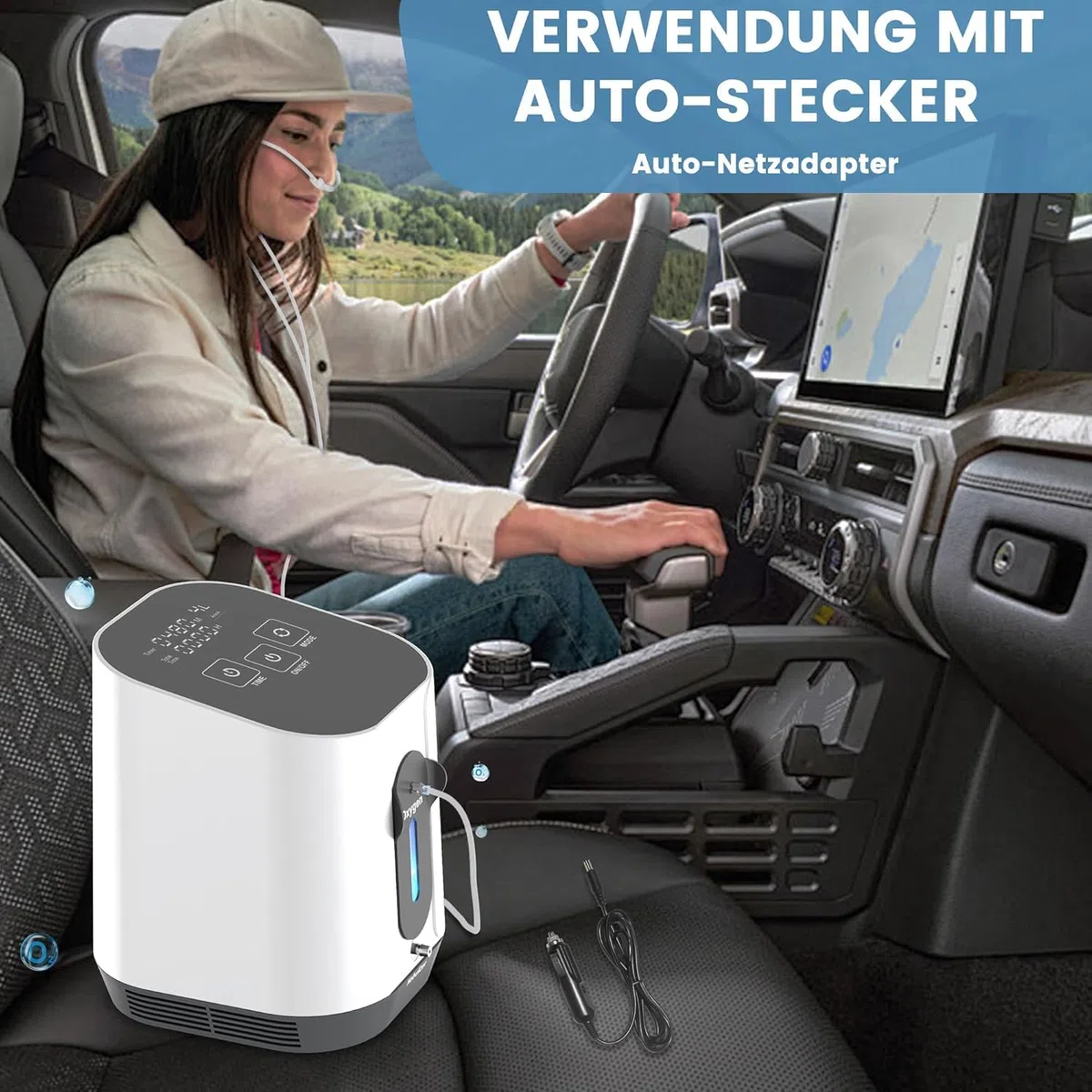 Sauerstoffkonzentrator Mobil XM-898, 2.6 KG Gewicht, Sauerstoffgerät für Zuhause und Unterwegs, 24-Stunden Zyklusarbeit, Geeignet für Fahrzeuge und Reisen, Weiß