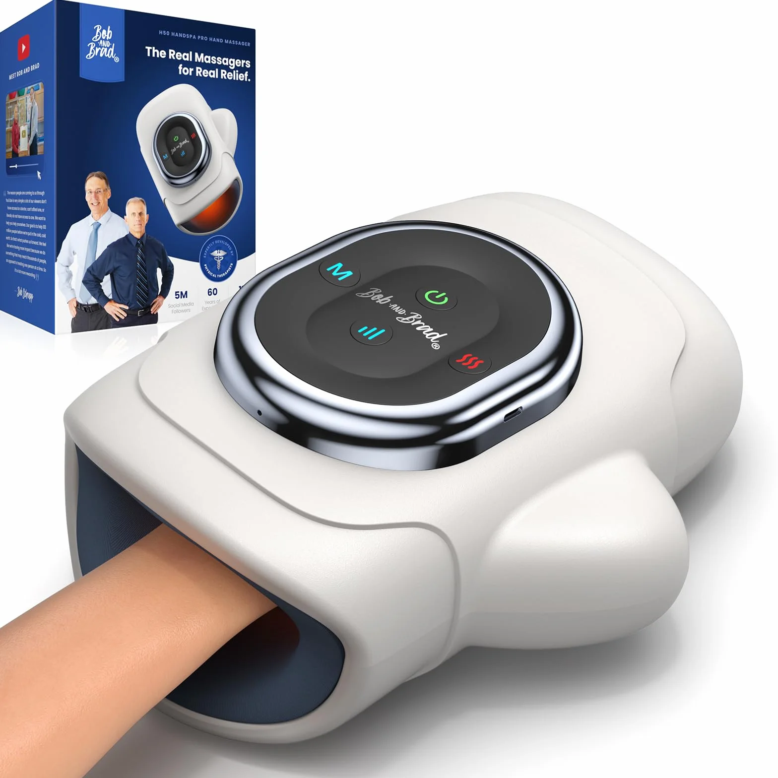 BOB AND BRAD Handmassagegerät mit Wärme & Kompression, HandSpa Pro Elektrischer Handmassager bei Arthritis/Karpaltunnel, Schmerzlinderung & Entspannung - für Zuhause/Büro, Geschenk für Damen & Herren