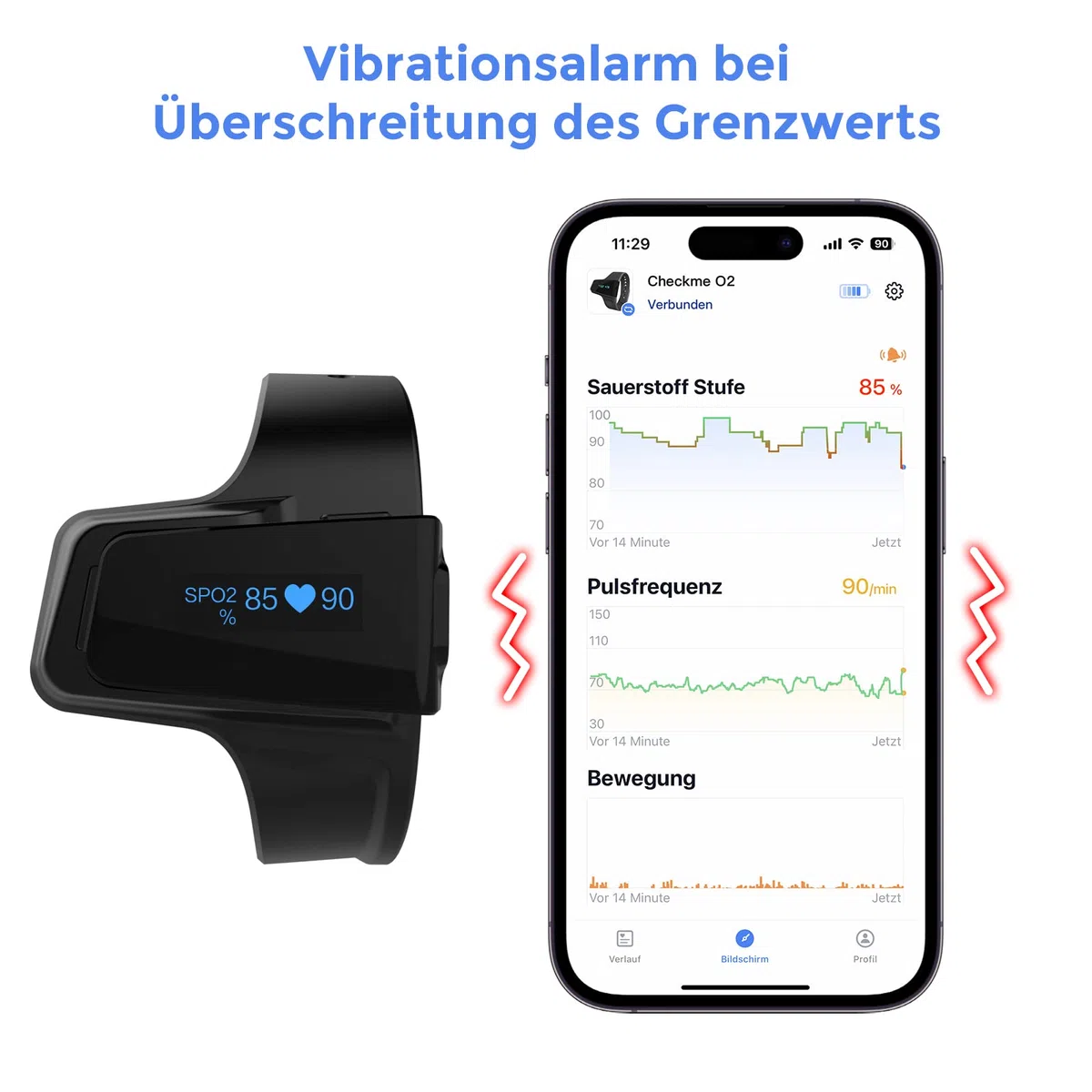 ViATOM Bluetooth Pulsoximeter,Sauerstoffsättigung Messgerät Handgelenk, Tragbarer Schlafapnoe-Monitor Blutsauerstoffmessgerät Handgelenk mit Profi-APP und Teilbare Bericht