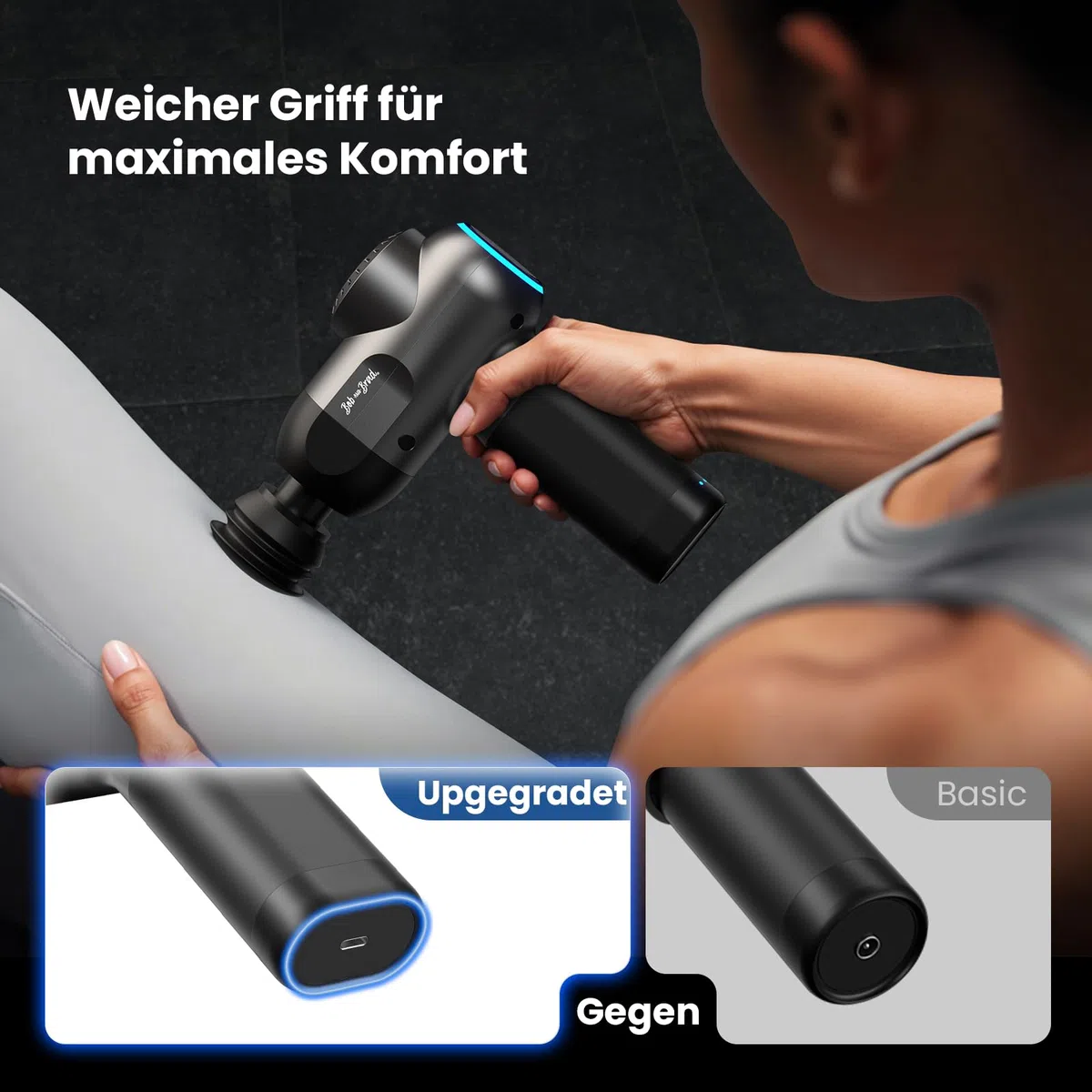 Bob and Brad C2 Massagepistole, Tiefe Gewebemassagepistole, Muskel-Massagegerät mit 5 Geschwindigkeiten und 5 Köpfen für Zuhause Büro Workout Erholung Schmerzlinderung, Tolles Geschenk, Schwarz