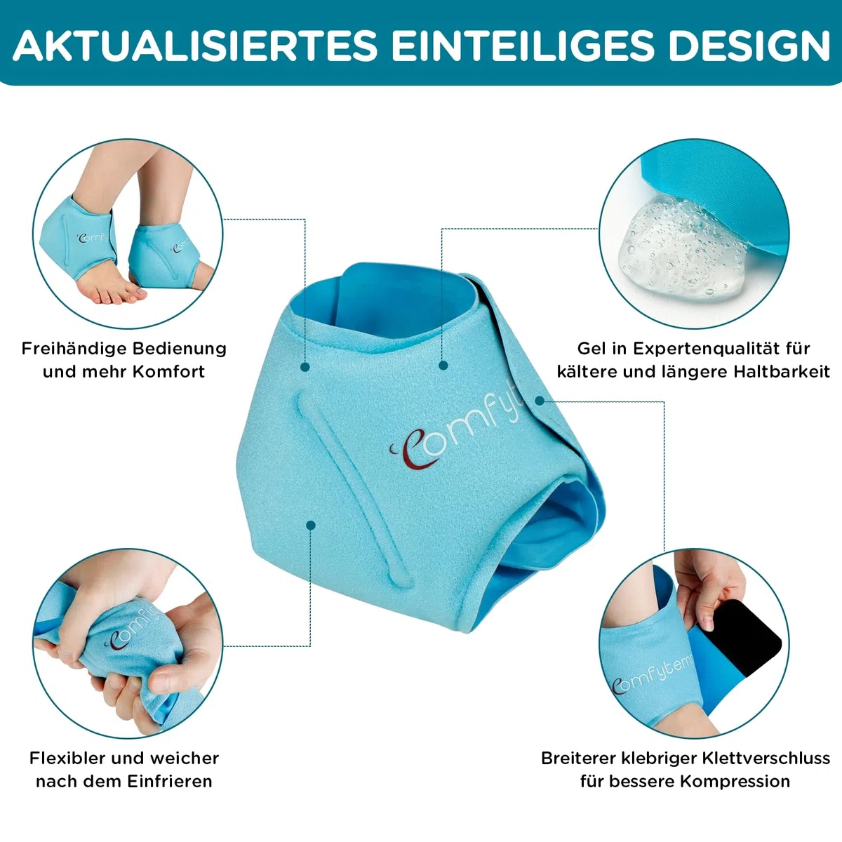 Comfytemp Kühlmanschette Fuß Knöchel Gel Kühlpads（2 Stück）,Kühlbandage Fußgelenk Schmerzlinderung,Kalt Warm Kompresse Wiederverwendbare Kühlpacks Plantarfasziitis 30x11cm
