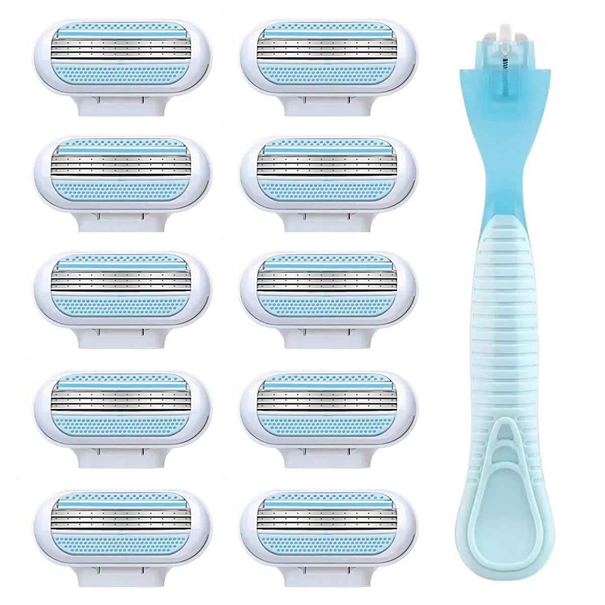 Rasierer Damen, 10 Rasierklingen Damen Inklusive, Damenrasierer, Mehrweg Sicherheitsrasierer mit Ergonomischem Griff, Ladyshaver, Sanfte Epilation für Achseln, Beine, Bikinizone Haut
