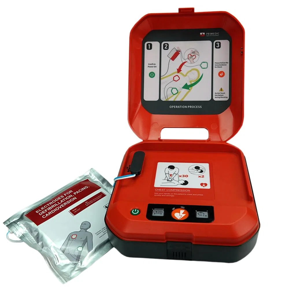 Primedic HeartSave Y Erste Hilfe Defibrillator für Laien und Profis mit manueller Schockabgabe, 8 Jahre MedX5 Service Garantie und 8 Jahre Herstellergarantie, Sprache: Deutsch