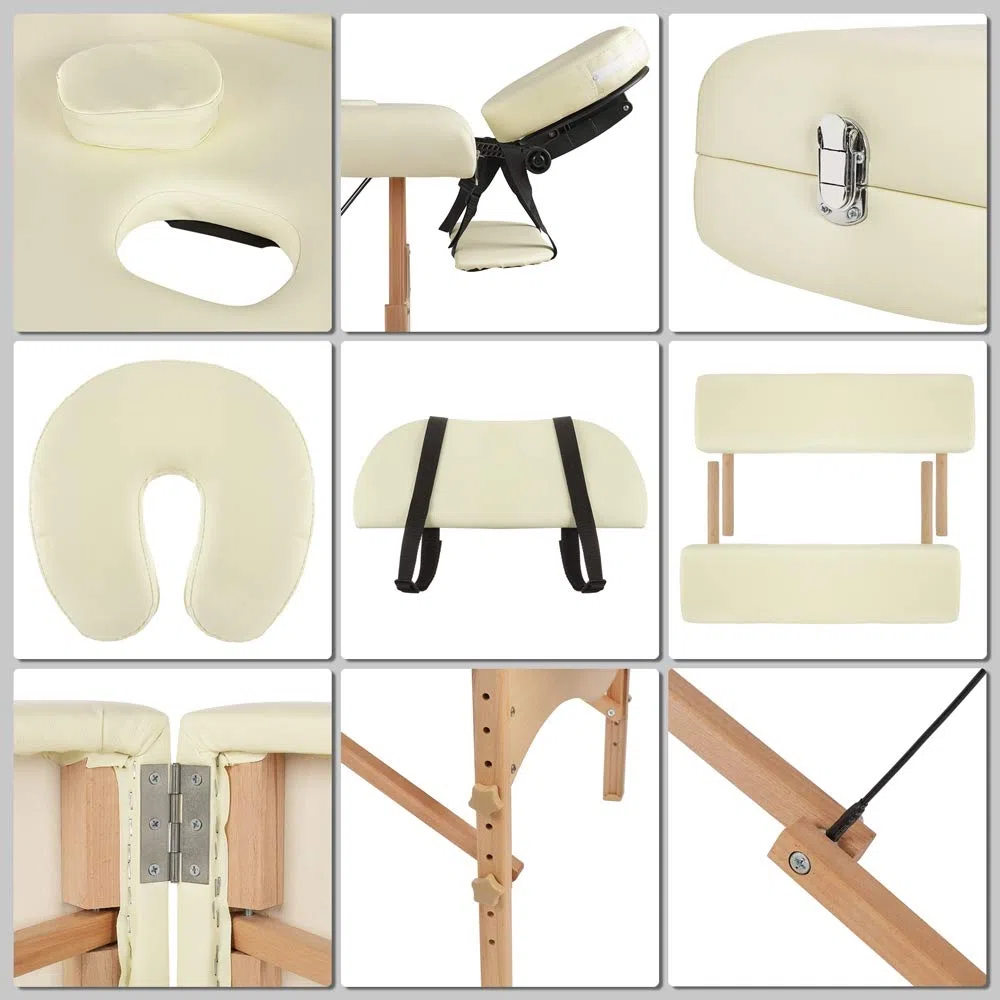 Melko Mobile Massageliege Massagetisch Beige Massagebank 2 Zonen Behandlungsliege Therapieliege Tattooliege