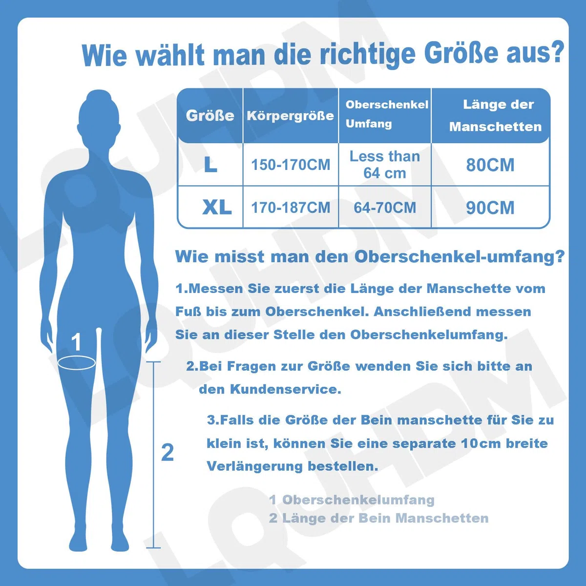 Lymphdrainage Gerät für Beine und Bauch, 6 Kammern Professionelles Beinmassagegerät für Lymphdrainage Lipödem, 30-240mmHg Einstellbarer Druck (Schwarz Beine, L)