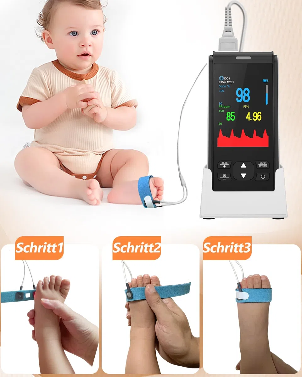 Portable HealthTree Pulsoximeter, wiederaufladbarer Sauerstoffmonitor, Sauerstoffsättigungsmonitor für Kinder, SpO2-Füllstandsüberwachung, Herzfrequenz und Infusionsindex