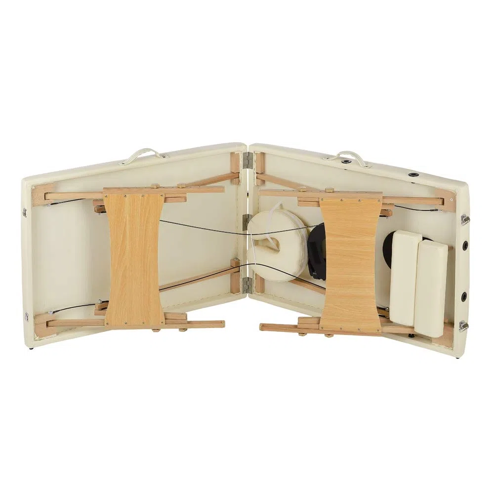 Melko Mobile Massageliege Massagetisch Beige Massagebank 2 Zonen Behandlungsliege Therapieliege Tattooliege