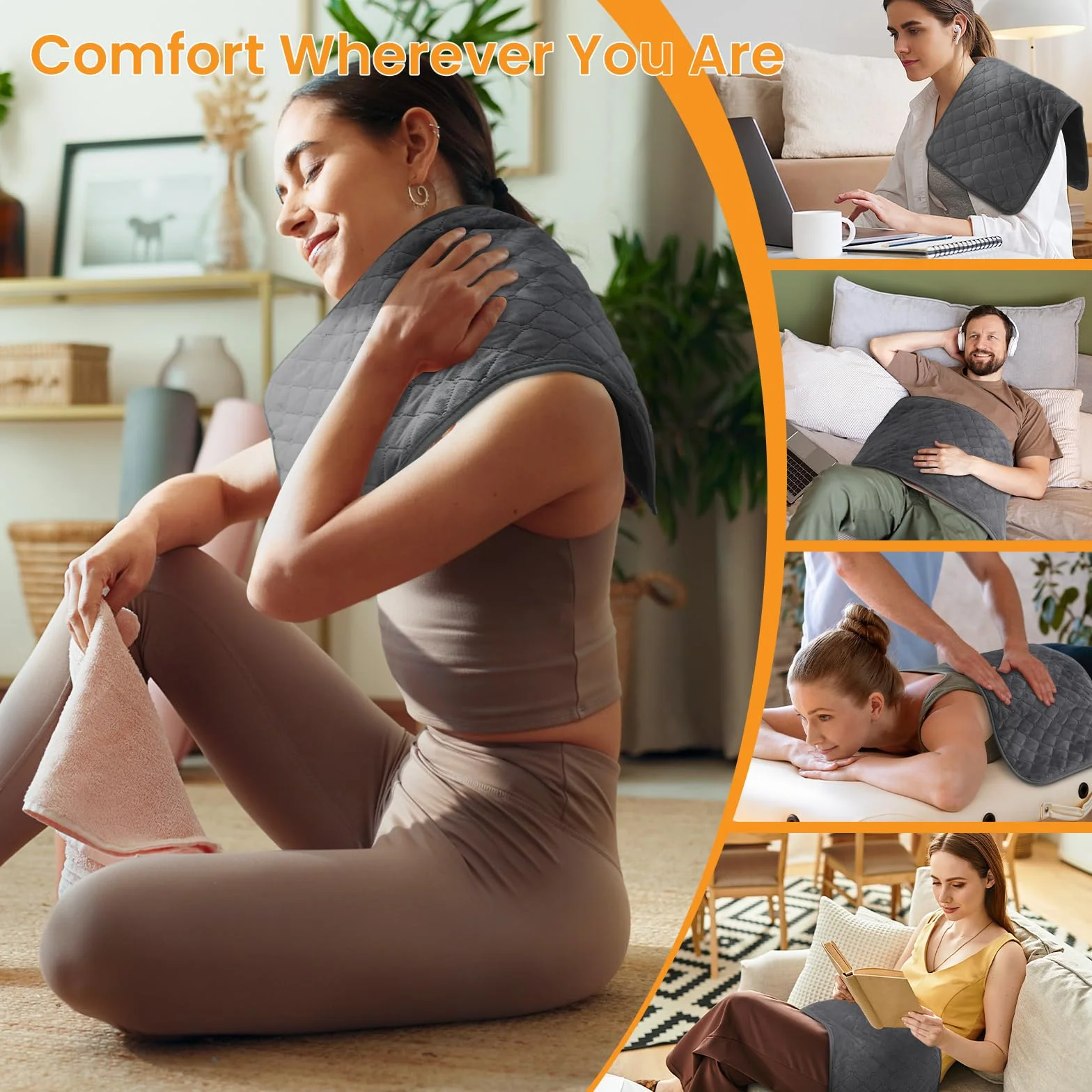 Heizkissen mit Abschaltautomatik, Schnell Tiefenwärme Elektrische Wärmekissen mit Extra weiches Flanell für Rücken Nacken Schulter Bauch Machine Washable