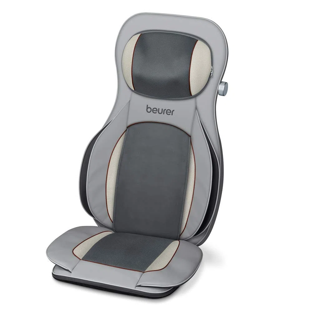 Beurer MG 320 Shiatsu Massagesitzauflage, für Rücken, Nacken und Oberschenkel, zusätzliche Luftkompressionsmassage, Licht- und Wärmefunktion