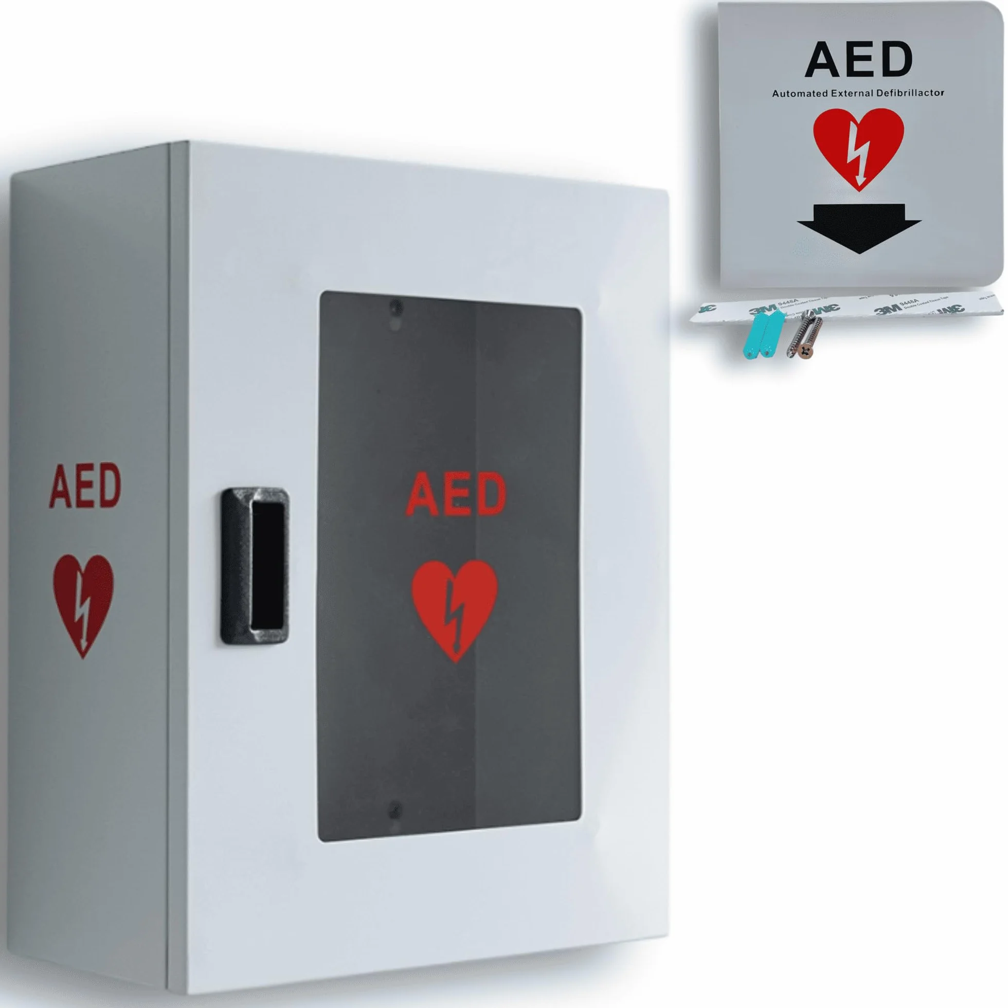 Universeller Defibrillator-Schrank ohne Alarm – Wandmontierter AED-Schrank – Für den Innen- oder Außeneinsatz – AED-Aufbewahrungsschrank – Erste Hilfe – Medizinischer Notfallkasten