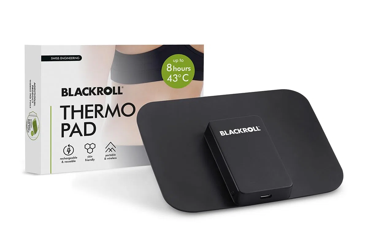 BLACKROLL® THERMO PAD – Elektrisches Wärmepflaster, wiederverwendbar, konstante Wärme für Regeneration, Menstruation & Muskelentspannung, bis zu 8h Laufzeit, USB-C