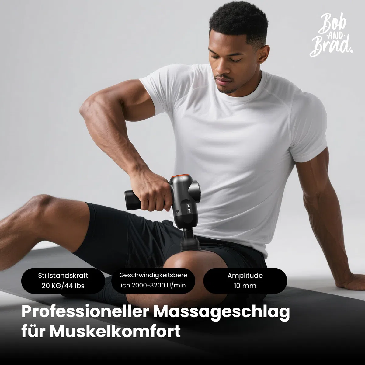 Bob and Brad C2 Massagepistole, Tiefe Gewebemassagepistole, Muskel-Massagegerät mit 5 Geschwindigkeiten und 5 Köpfen für Zuhause Büro Workout Erholung Schmerzlinderung, Tolles Geschenk, Schwarz