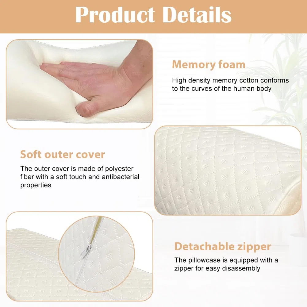 Halbrundes Nackenrollen, Ergonomisches Halbrundes Kissen, Lagerungsrolle Halbrund aus Memory-Schaum mit Waschbarer Polyesterbezug, Stützt Nacken, Knie, Seitenschläfer, für Unterwegs Hause