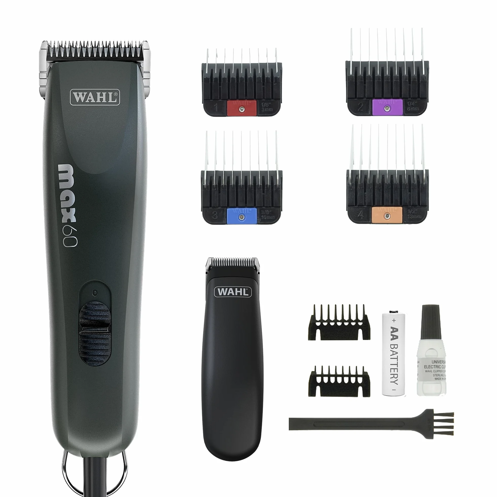 WAHL Animal Clipper Kit Max 60+Pocket Pro, Tierhaarschneidemaschine und Trimmer, Hunde- und Katzenhaarschneidemaschine, Tierpflege-Set, für alle Fellarten, vibrationsarm, leicht, schwarz