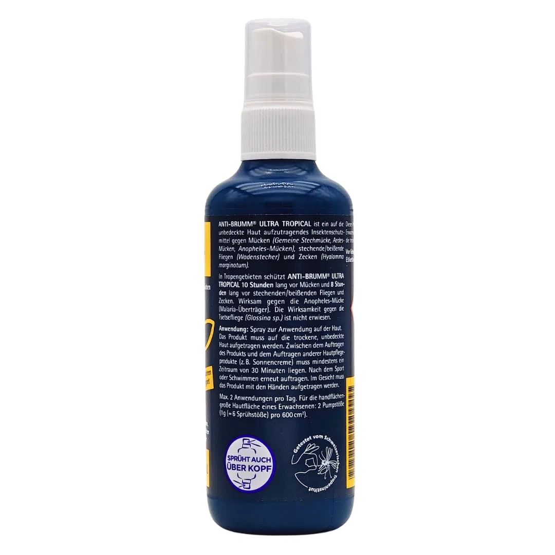 Anti Brumm Ultra Tropical 3x 150 ml I Schutz vor tropischen Mücken I Insektenrepellent I Mückenspray I Abwehr von Mücken und Zecken I Urlaub, Fernreisen I Deet I Spar-Set plus Pharma Perle give-away
