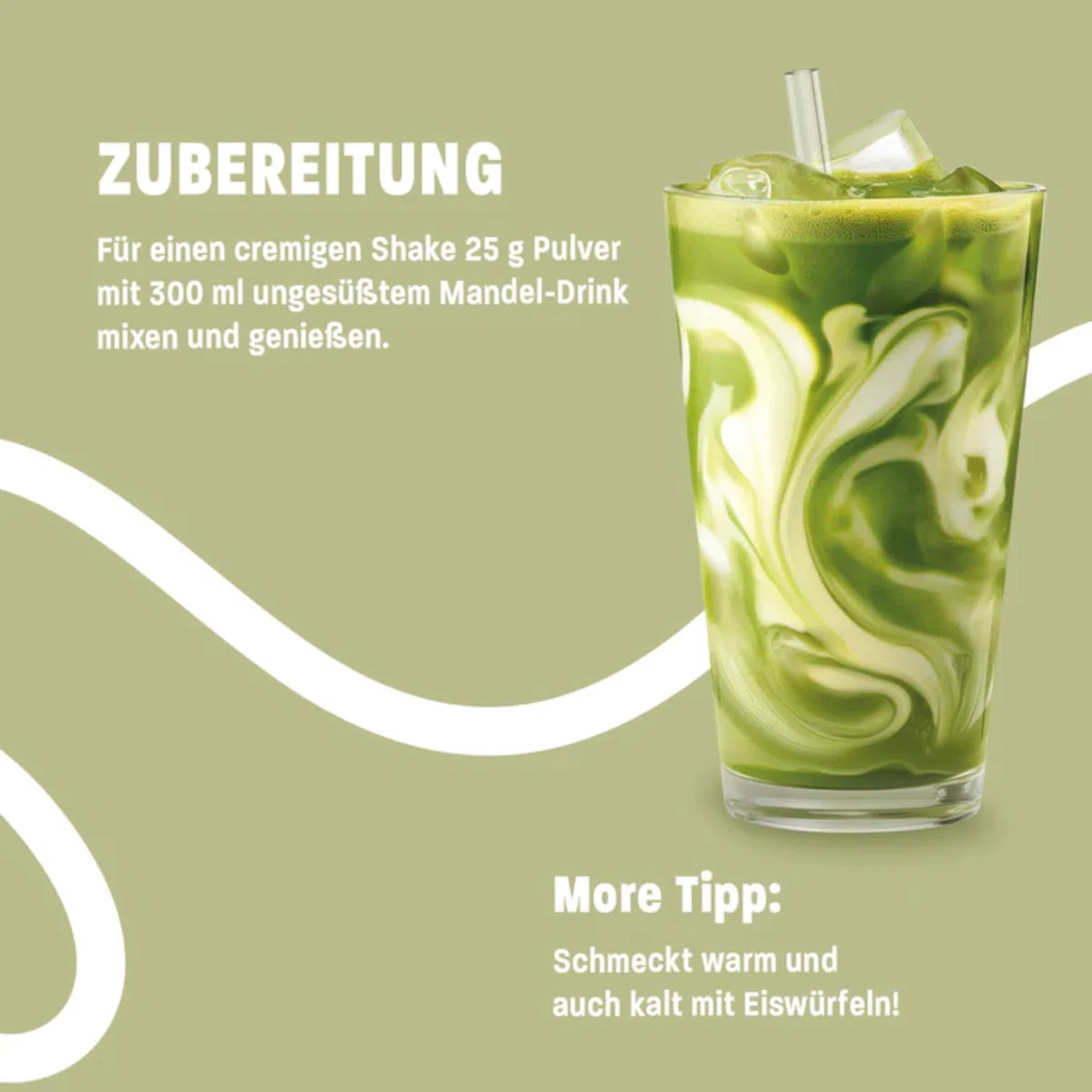 MORE Protein Iced Matcha Latte, 500g, Matcha Grünteepulver mit wertvollen Proteinen, wenig Zucker und Fett - made in Germany