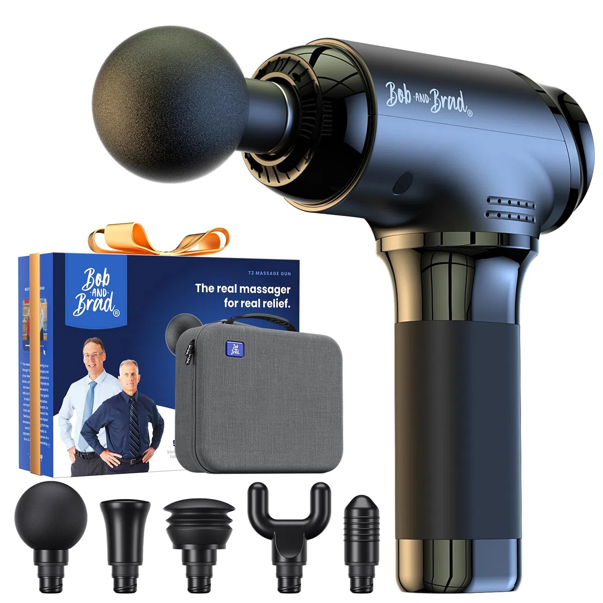 Bob and Brad T2 Massagepistole, Muskel Massagegerät with 4000-mAh-Akku, 3200rpm und 10 mm Amplitude, Perkussions Massage Pistole mit USB-C-Ladung, Geschenk für Männer und Frauen