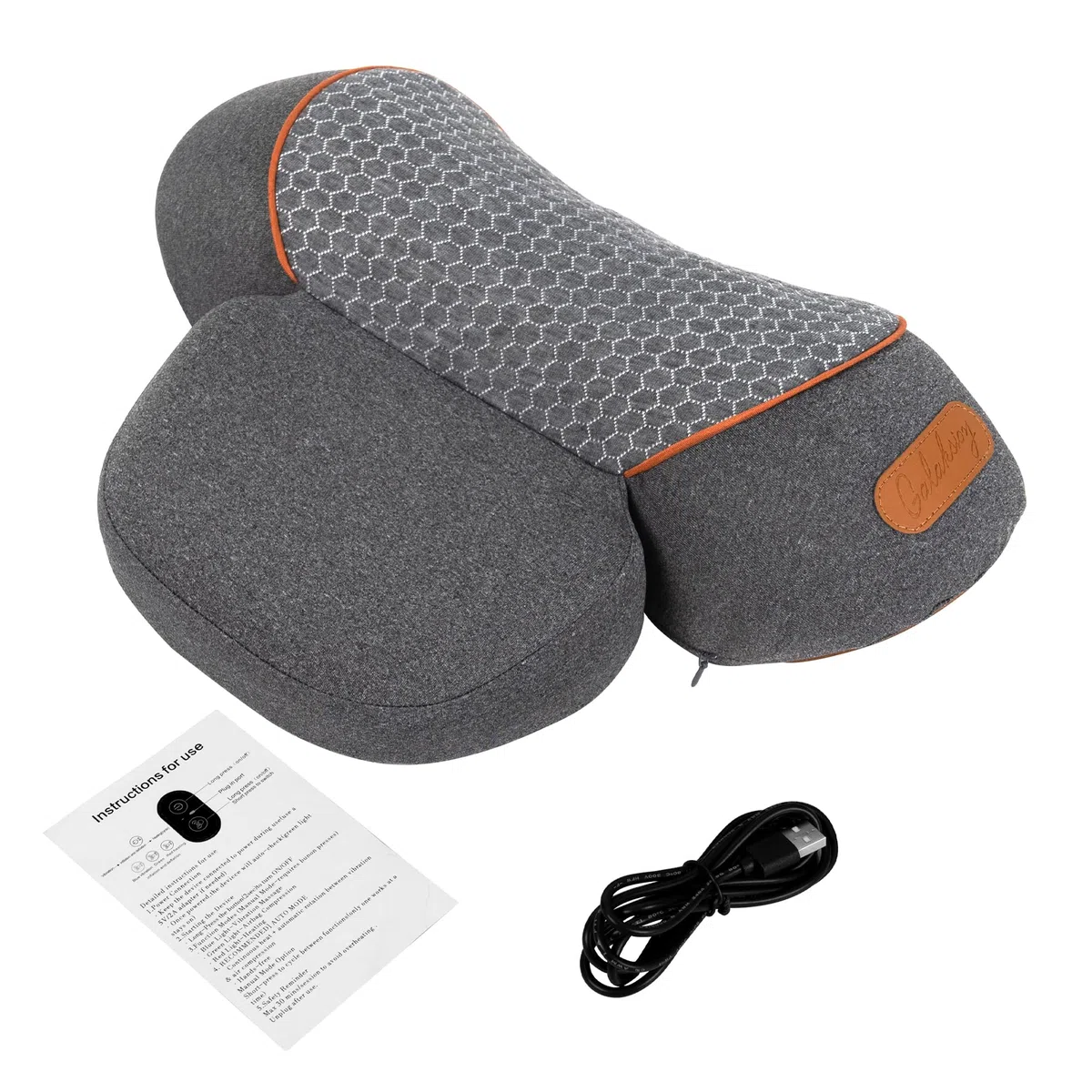 Original TheraPillow - 3-in-1 Nackenmassagegerät Kissen mit Wärme & sanfter Traktion | Entspannende Nacken- & Schulterstütze mit Vibrationsmassage, kabellosem Design & USB-C-Laderaum Grau