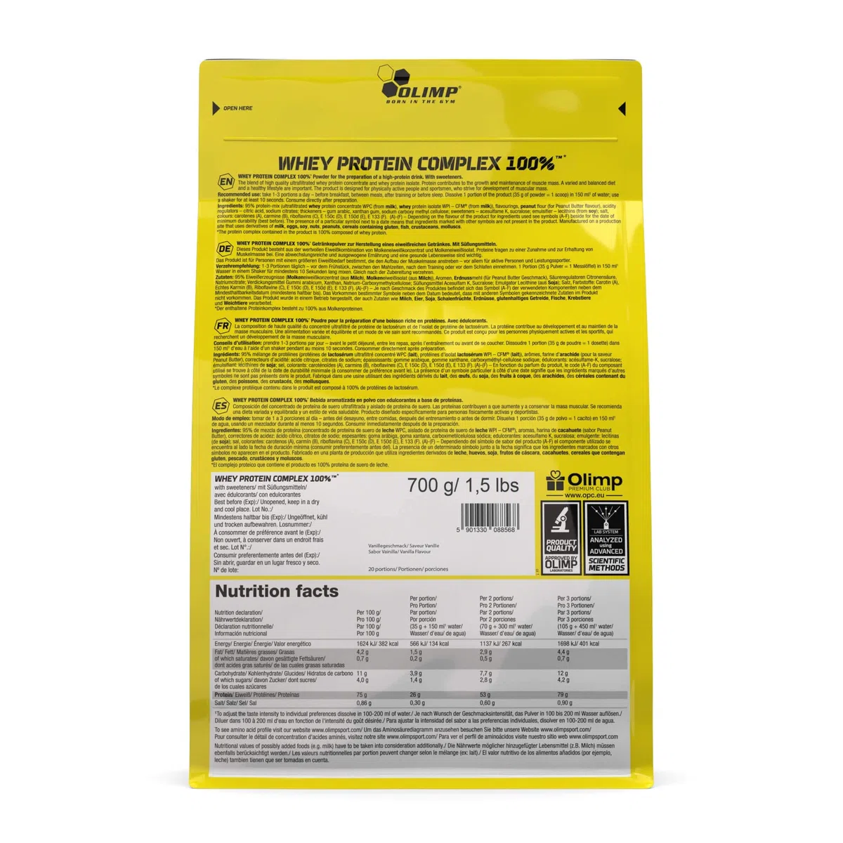 Olimp Whey Protein Complex 100% - 700 g - Protein Protein Powder - Booster Pre Workout - Vanille