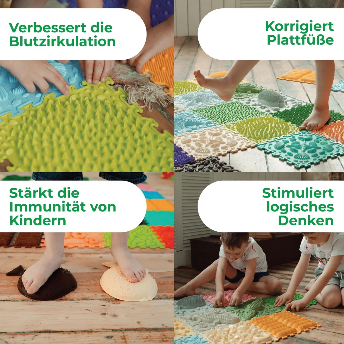 16-teiliges Sensorik-Puzzle-Matten-Set – Orthopädische Massagematte für Kinder, Erwachsene & autistische Kinder, Sensorik-Spielzeug, Sinnesmatten, Strukturmatten (Joyful Land)