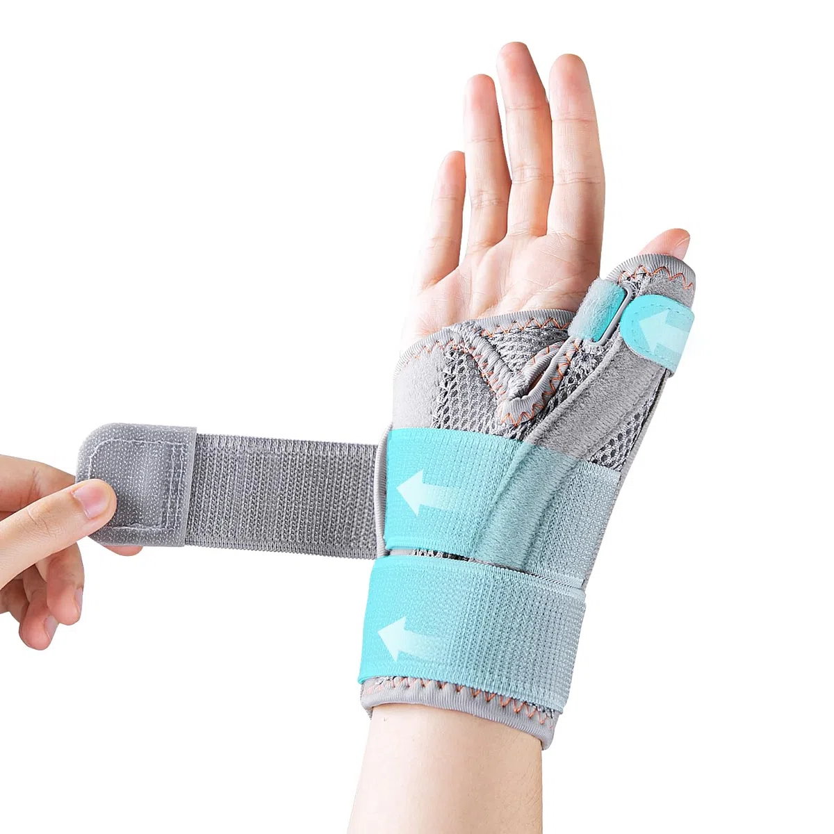 CURECARE Daumenschiene, Bequeme CMC-Daumenbandage Rechts & Links (Grau) | Tag- und Nacht-Stütze, Daumenorthese bei CMC, Arthrose, Sehnenscheidenentzündung, Schnappdaumen, Daumensattelgelenk Bandage