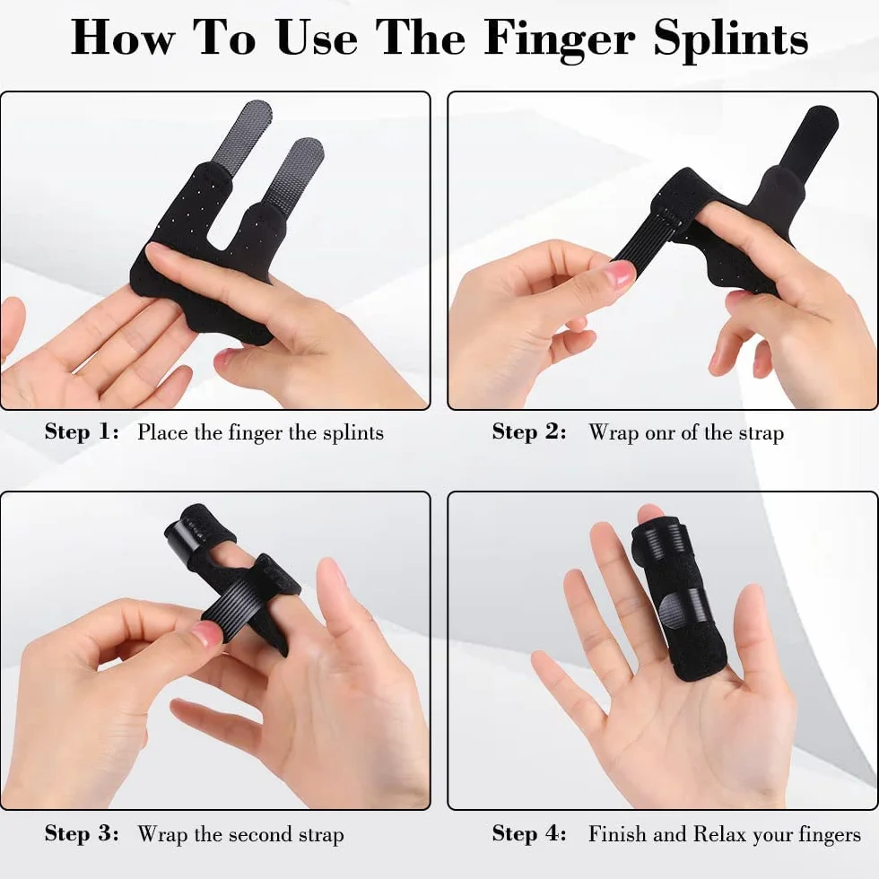 ACWOO Fingerschiene, 2 Stück Fingerglätter Finger Schiene Stabilisator, Weicher Bequemer Fingerstütze, Fingerbandage für Gebrochene Verstauchte Arthritis oder Tendinitis (Schwarz)
