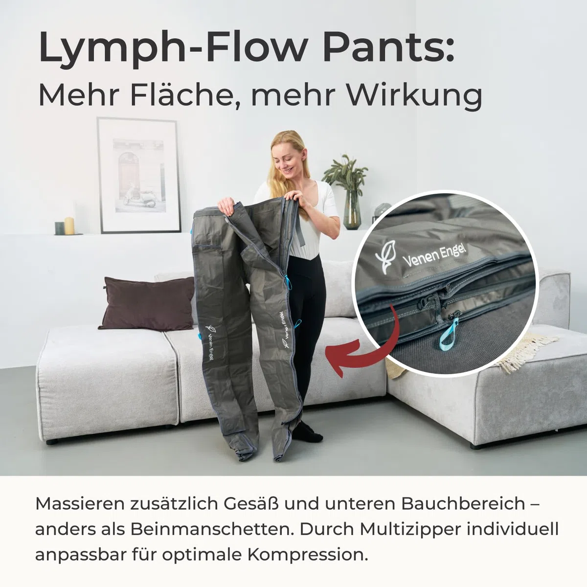 Venen Engel 6 Premium Medical mit Lymph-Flow Pants | 6 Massageprogramme | Medizinisch zertifiziert bei venösen lymphatischen Beschwerden | Cellulite behandeln | ergänzend zu Lymphdrainage