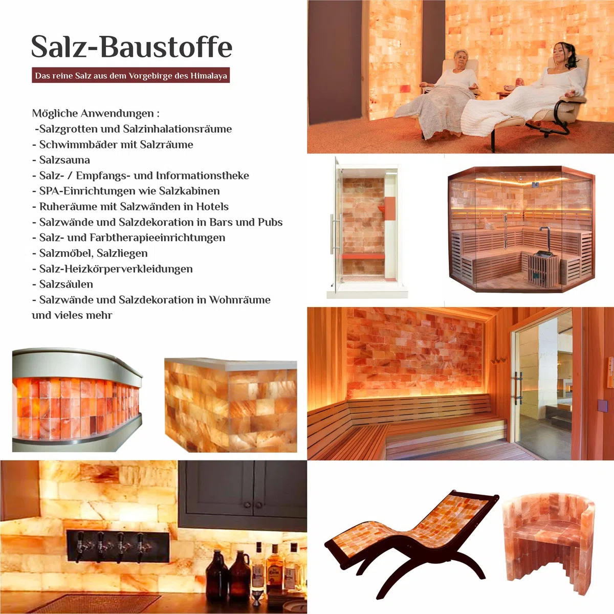 SalNatural Salzfliese aus Kristallsalz. 20x10x2.5 cm Salzstein für Sauna, Salzräume, Salzgrotten. Beleuchtete Salzwand im Wellness- und Wohnbereich,Sauna & Infrarotkabinen (20)