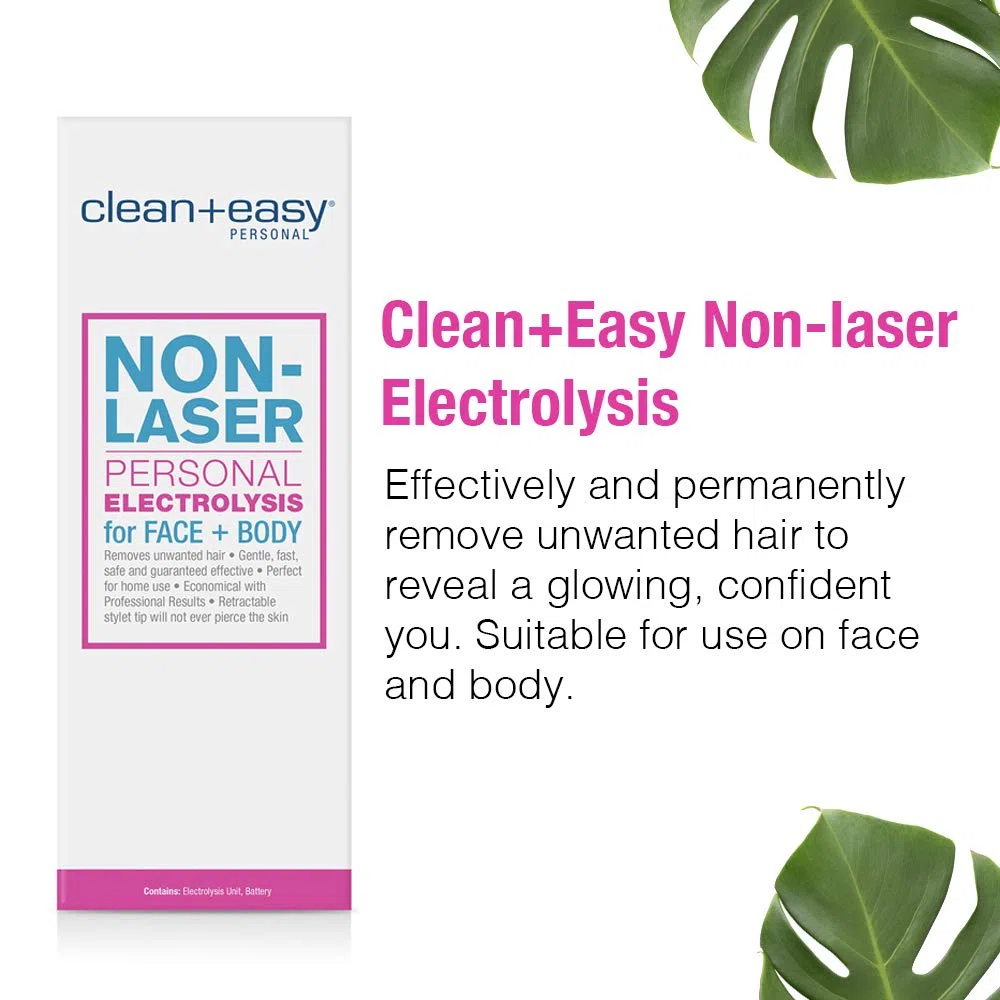 Clean + Easy Nicht-Laser-Elektrolyse für Gesicht und Körper, permanente Haarentfernung, batteriebetrieben