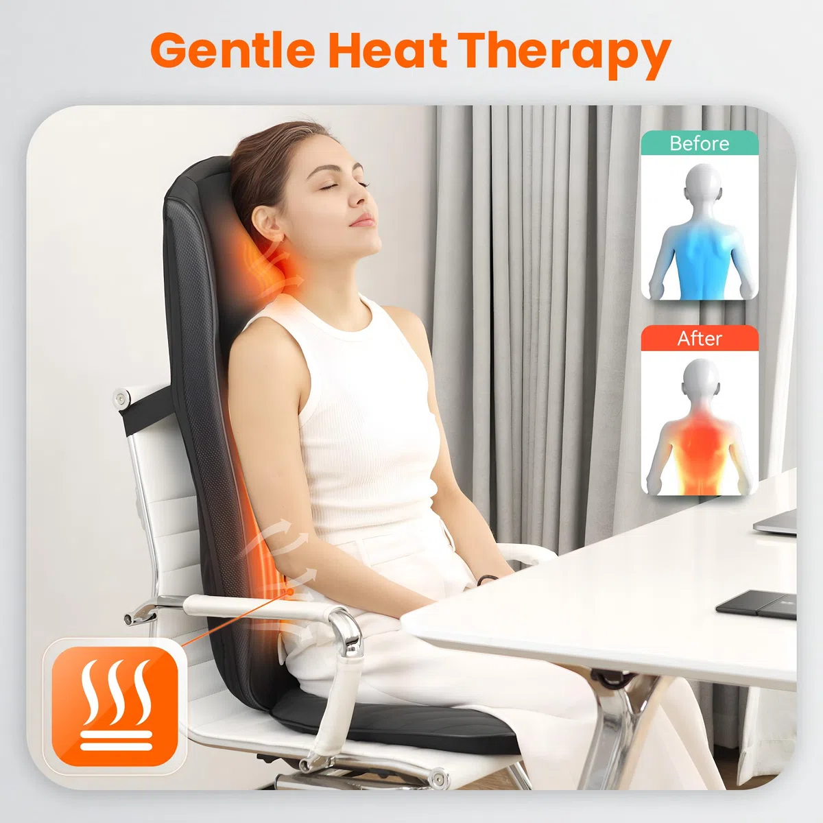 Snailax Upgraded Shiatsu Massagesitzauflage, Rückenmassagegerät und Nackenmassagegerät mit Wärmefunktion, Massagematte mit Vibrationsmassage, Massagegerät Geschenk für Frauen, Männer