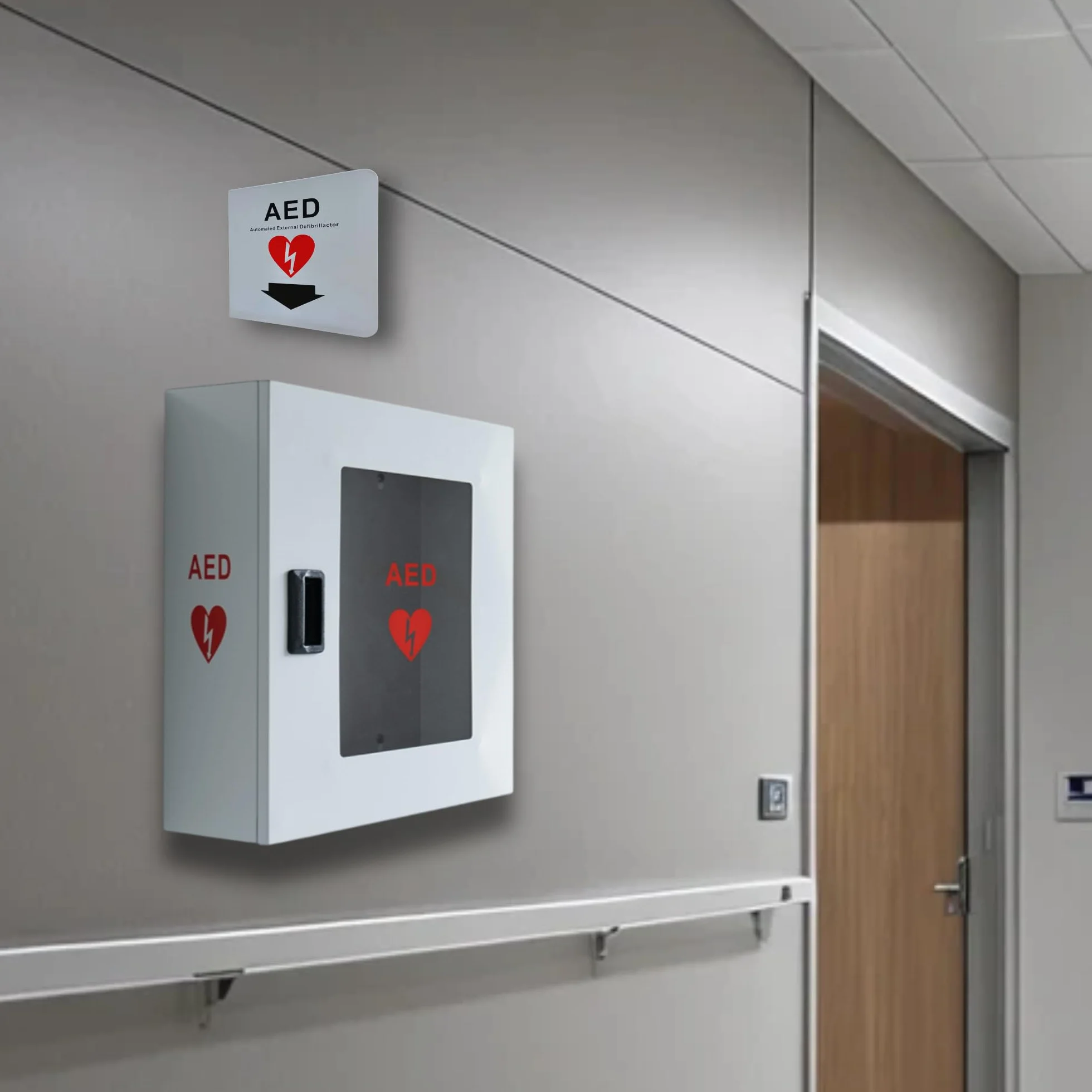 Universeller Defibrillator-Schrank ohne Alarm – Wandmontierter AED-Schrank – Für den Innen- oder Außeneinsatz – AED-Aufbewahrungsschrank – Erste Hilfe – Medizinischer Notfallkasten