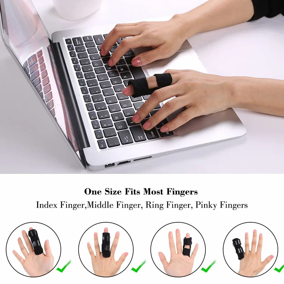 ACWOO Fingerschiene, 2 Stück Fingerglätter Finger Schiene Stabilisator, Weicher Bequemer Fingerstütze, Fingerbandage für Gebrochene Verstauchte Arthritis oder Tendinitis (Schwarz)