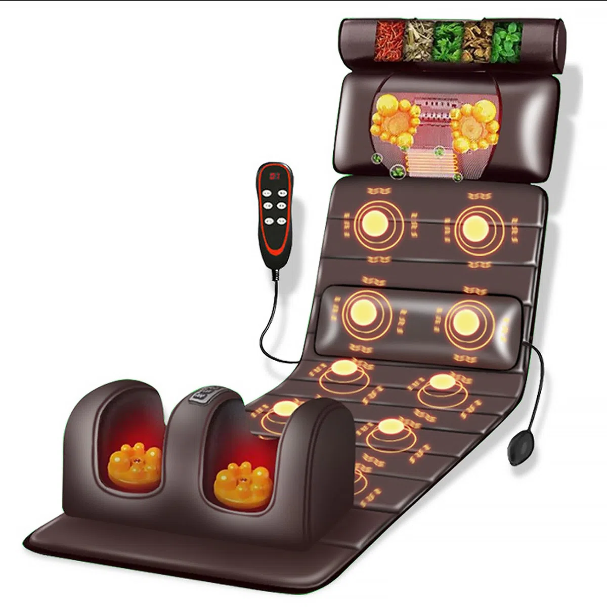 Massagematte Ganzkörpermassage mit Wärmefunktion und 10 Vibrationsmotoren, Verstellbarer Lendenairbag Akupressurmatte, Abnehmbarer Massageauflage für Nacken Rücken, für Massagestuhl, Massageliege