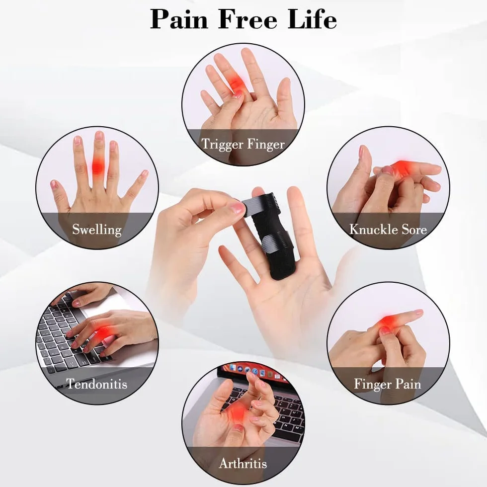 ACWOO Fingerschiene, 2 Stück Fingerglätter Finger Schiene Stabilisator, Weicher Bequemer Fingerstütze, Fingerbandage für Gebrochene Verstauchte Arthritis oder Tendinitis (Schwarz)
