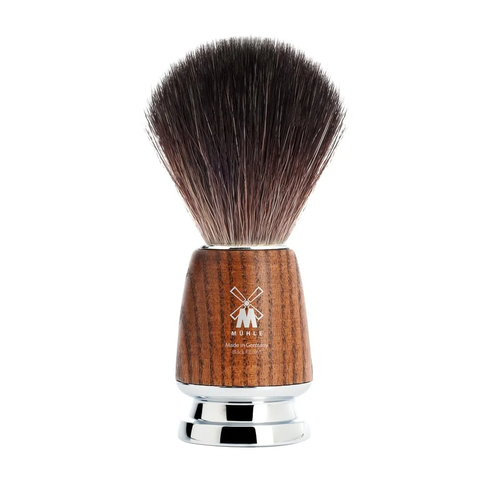 MÜHLE Rytmo Rasierset 8 tlg. - Pinsel, Hobel und Ständer verchromter Fuß, Klinge, Seife, Tuch, After Shave - edle Esche