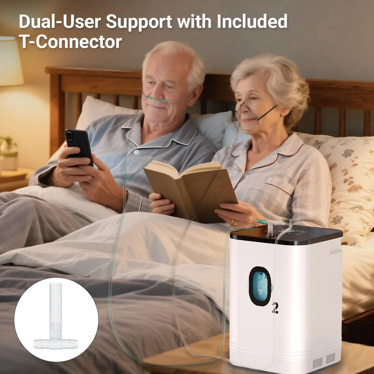Tragbarer Sauerstoffkonzentrator für Zuhause,Xandoril Sauerstoffkonzentrator für den Heimgebrauch,93%,1-7L/min,LCD-Display,eine Fernbedienung und eine Timerfunktion,≤ 48dB geringes Rauschen