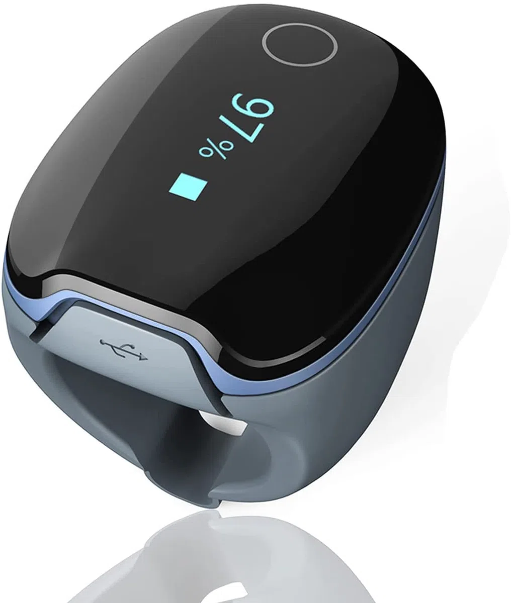 O2 Ring Pulsoximeter – SpO2-Schlafmonitor in Ringform mit Vibrationsalarm, kontinuierlicher Nachtaufzeichnung, App-Auswertung für iOS/Android, komfortabler Sauerstoff- & Pulsmesser