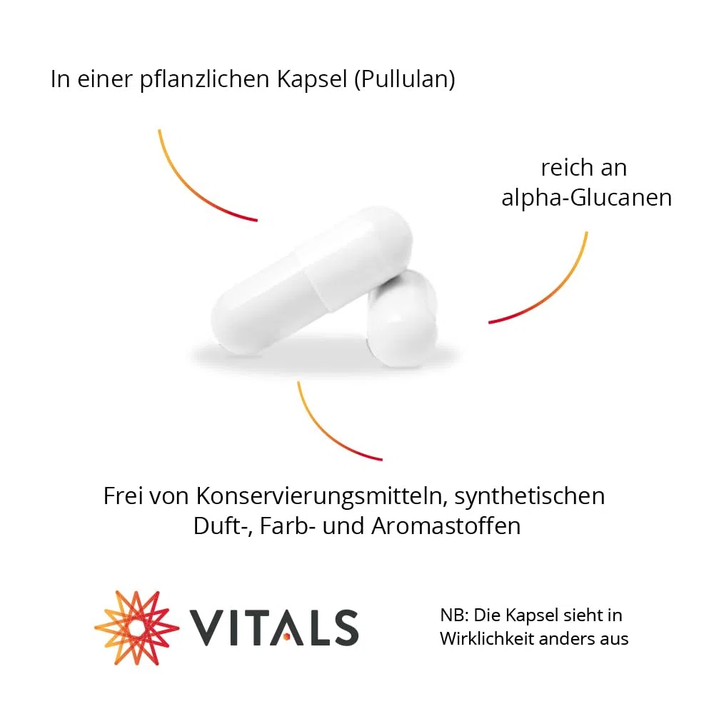 Vitals - AHCC 500 mg, 180 Kapseln, mit Alpha-Glucanen. 100% Vegan. Originalprodukt von den ursprünglichen Entdeckern