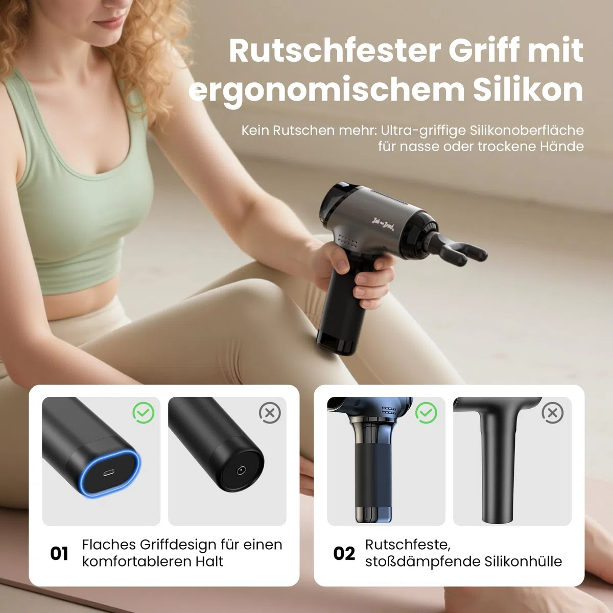 Bob and Brad T2 Massagepistole, Muskel Massagegerät with 4000-mAh-Akku, 3200rpm und 10 mm Amplitude, Perkussions Massage Pistole mit USB-C-Ladung, Geschenk für Männer und Frauen