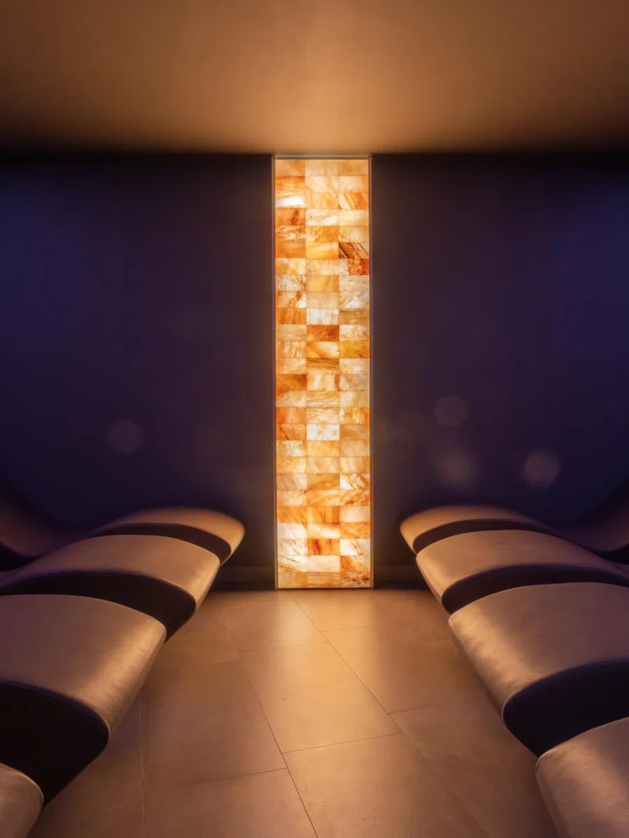Sauna-Paneel für Wellness, Zuhause, Salzsteine, Salz, authentisch, verschiedene Größen mit Licht (H40 x L80 cm)
