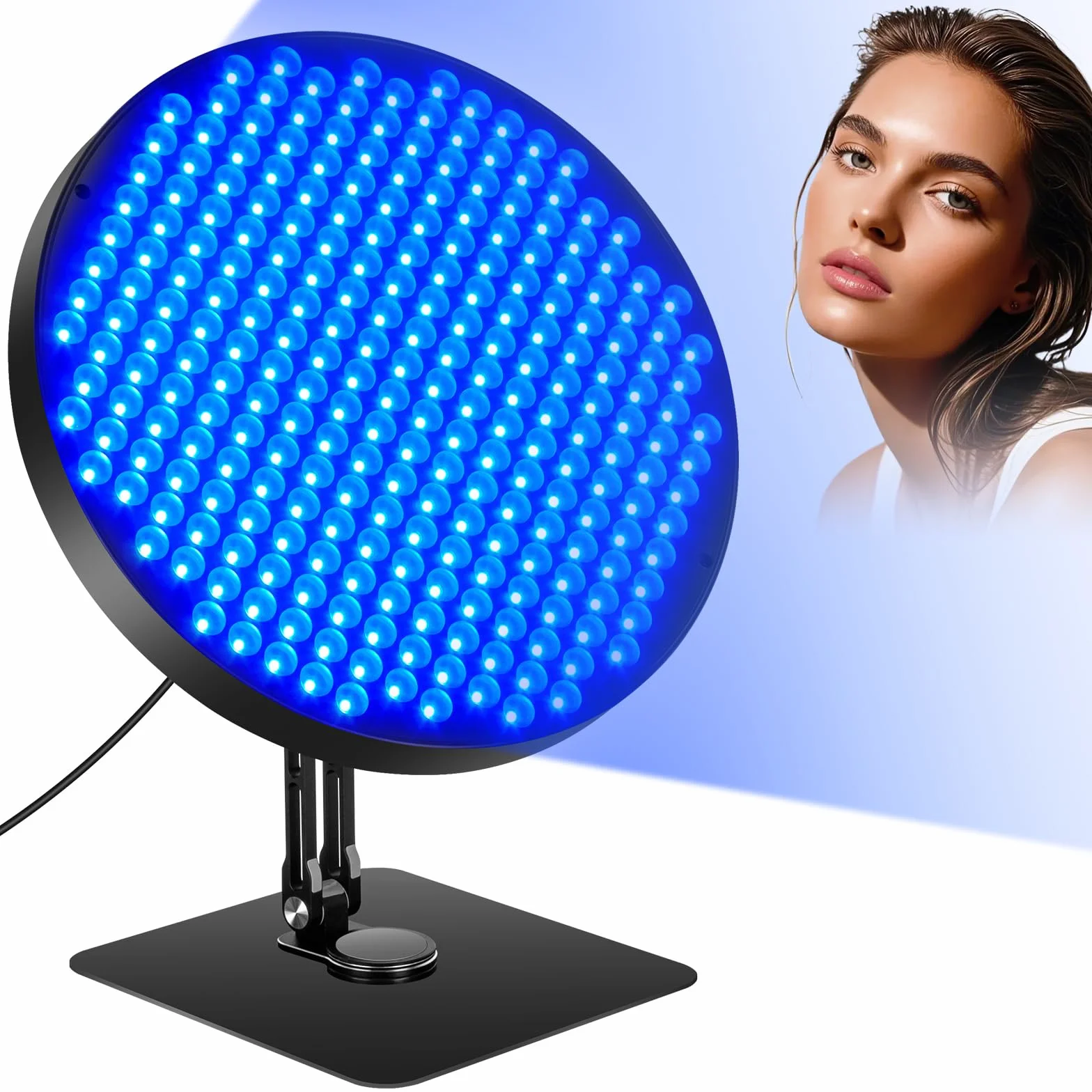 Heim-Solarium, 50W Tisch-Bräunungslampe, 460NM Bräunungslicht mit 250 LEDs, 360° verstellbare Lampe für Gesicht und Körper mit Zeitschaltuhr, Schwarz
