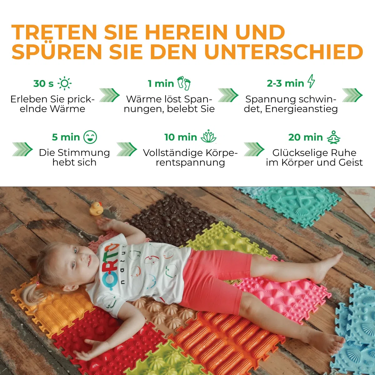 16-teiliges Sensorik-Puzzle-Matten-Set – Orthopädische Massagematte für Kinder, Erwachsene & autistische Kinder, Sensorik-Spielzeug, Sinnesmatten, Strukturmatten (Joyful Land)